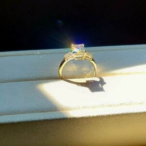 Solid 14k gold 2.5ct f vs1 lab emerald cut diamond ring with side lab diamond